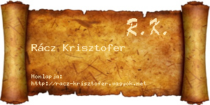 Rácz Krisztofer névjegykártya